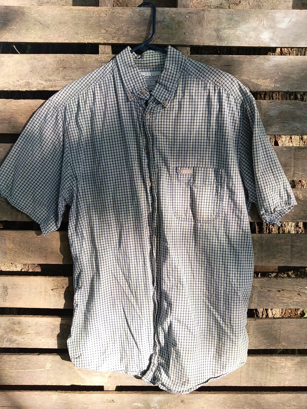 Carhartt Men's Short-Sleeve Button-Down Shirt - Blue & White Plaid